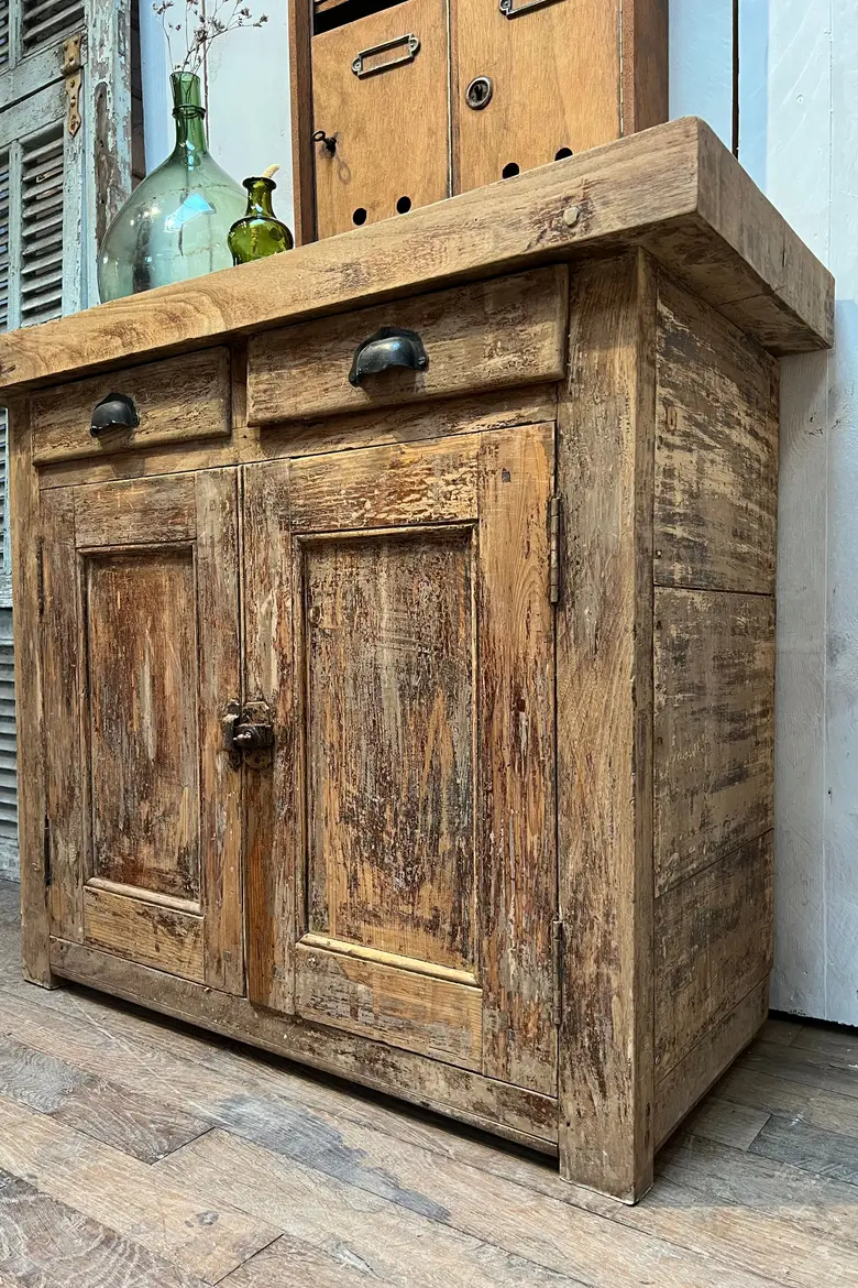 Petit établi rustique en bois Début XXème