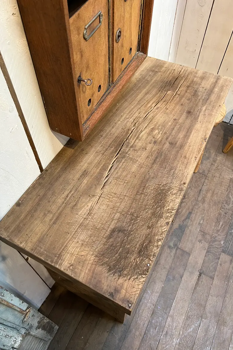 Petit établi rustique en bois Début XXème