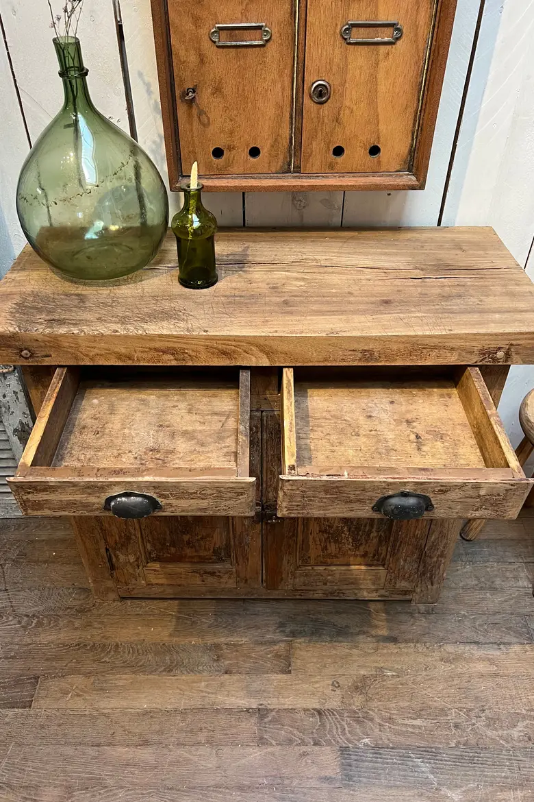 Petit établi rustique en bois Début XXème