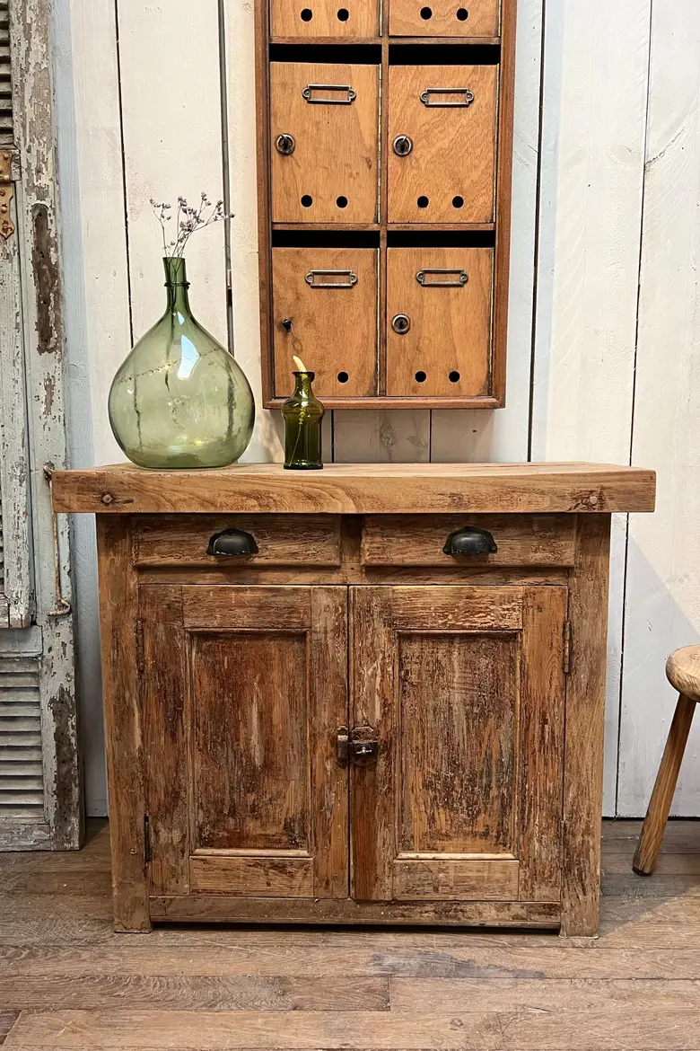 Petit établi rustique en bois Début XXème