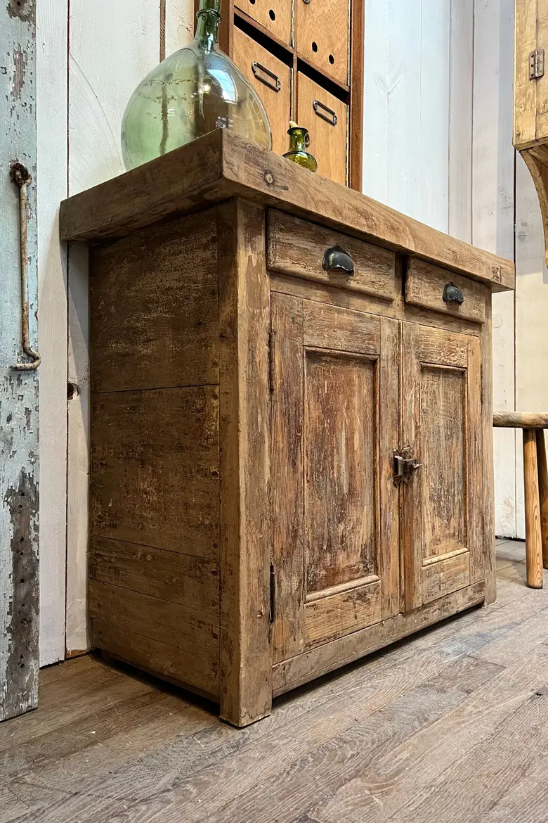 Petit établi rustique en bois Début XXème