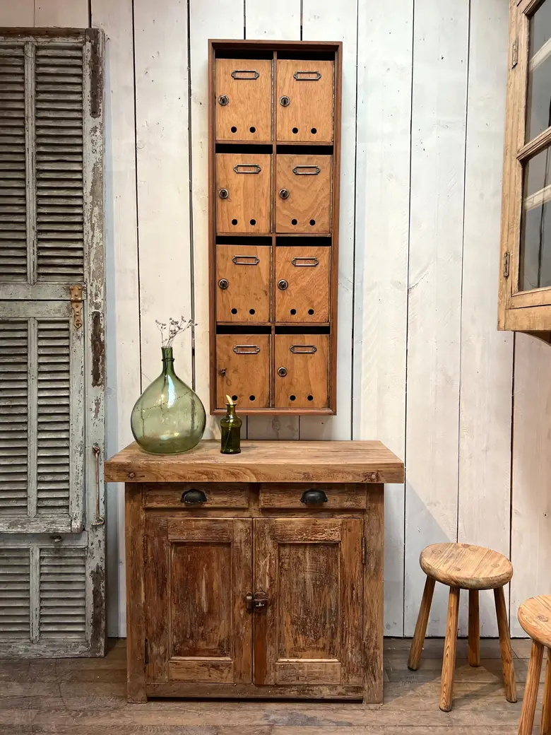 Petit établi rustique en bois Début XXème