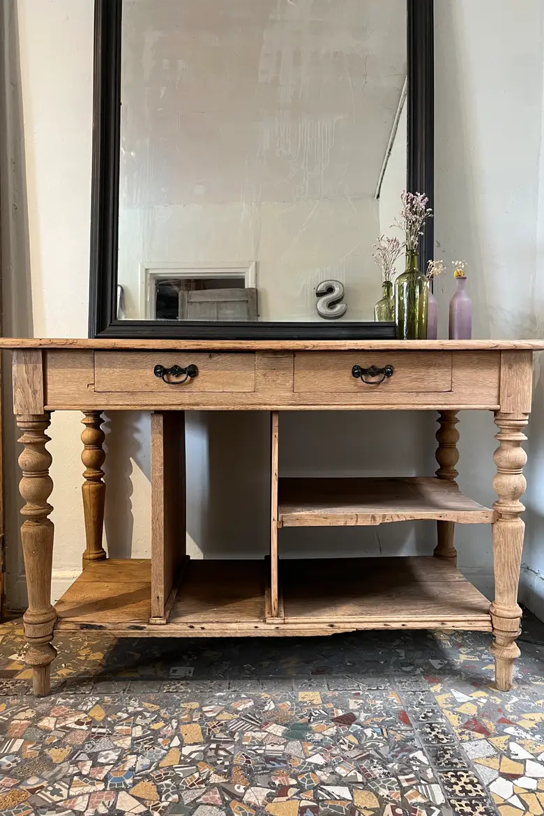 Petite table de drapier en chêne Début XXème
