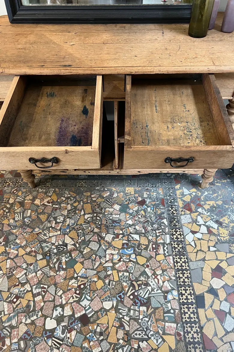 Petite table de drapier en chêne Début XXème