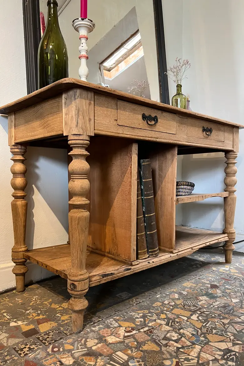 Petite table de drapier en chêne Début XXème
