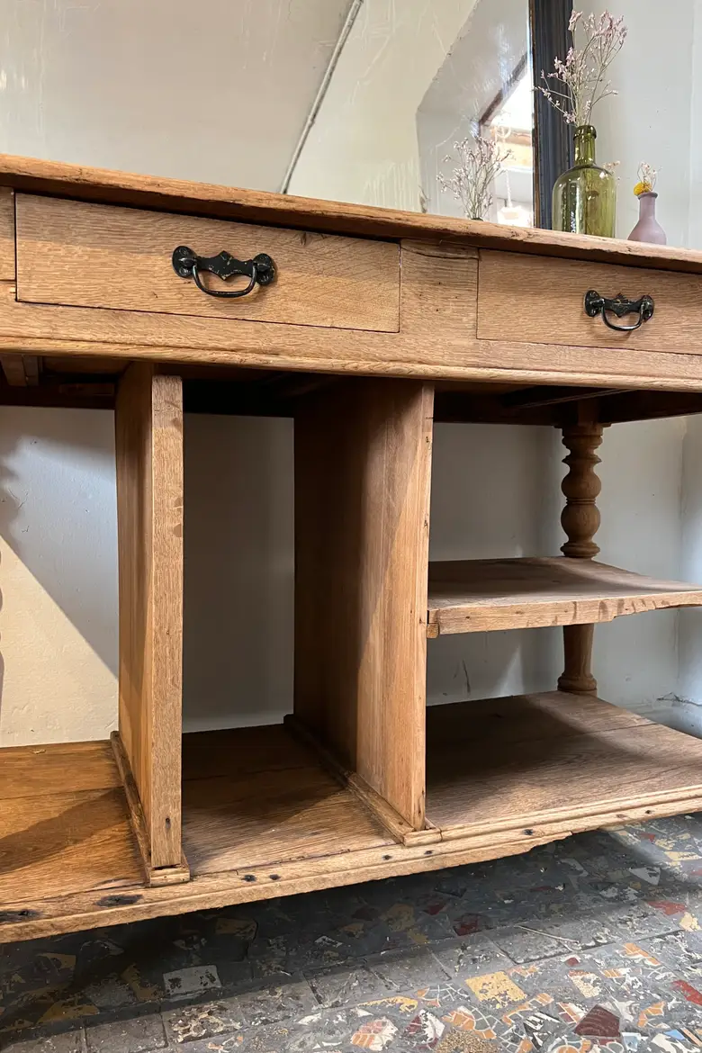 Petite table de drapier en chêne Début XXème