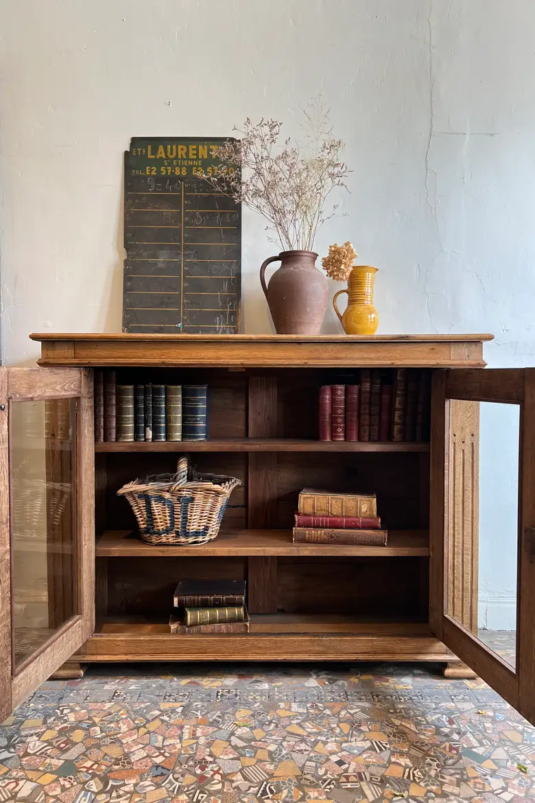 Petite vitrine en chêne 20e