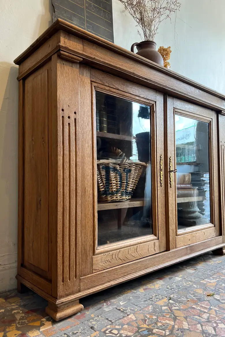 Petite vitrine en chêne 20e