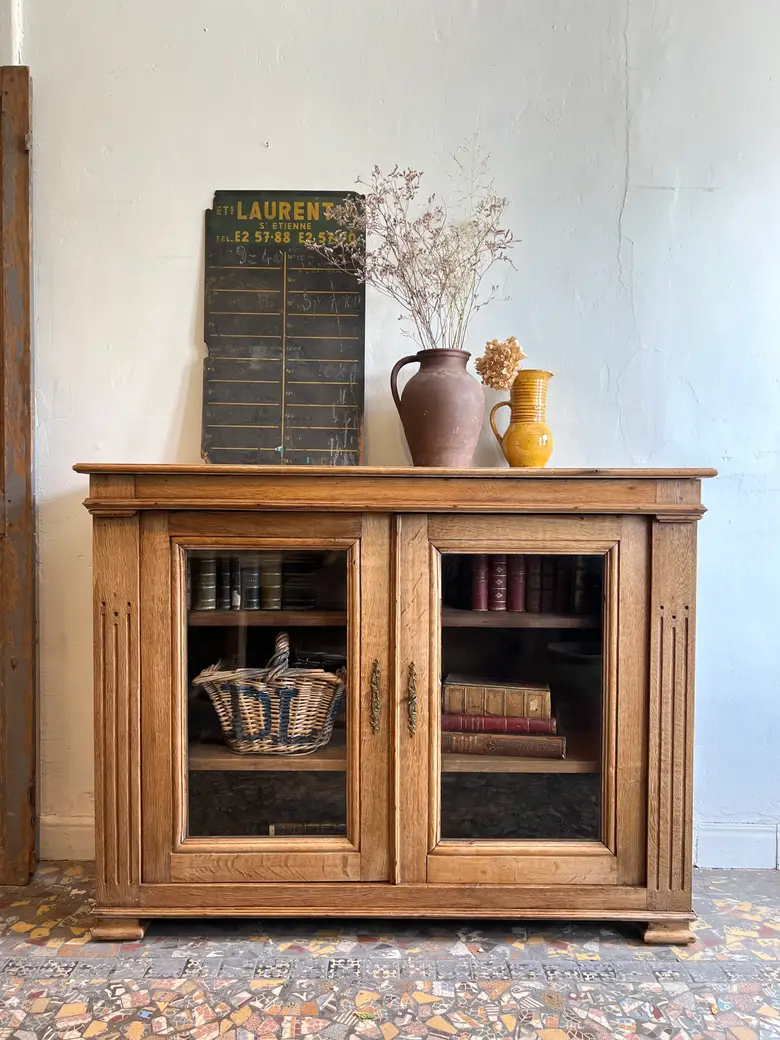 Petite vitrine en chêne 20e