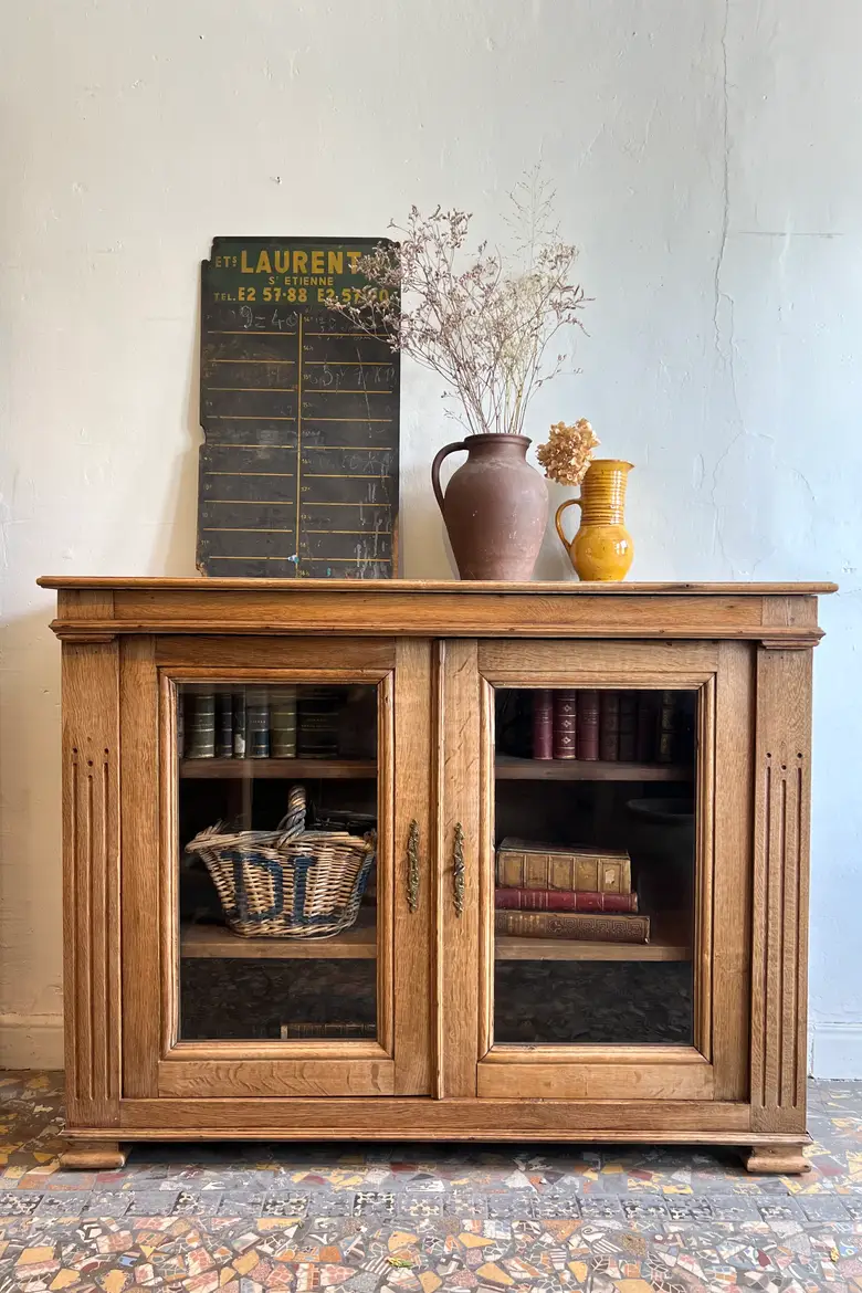 Petite vitrine en chêne 20e