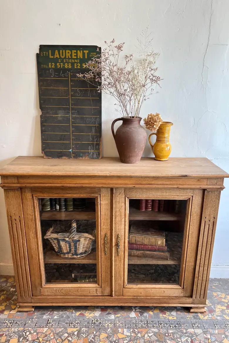 Petite vitrine en chêne 20e