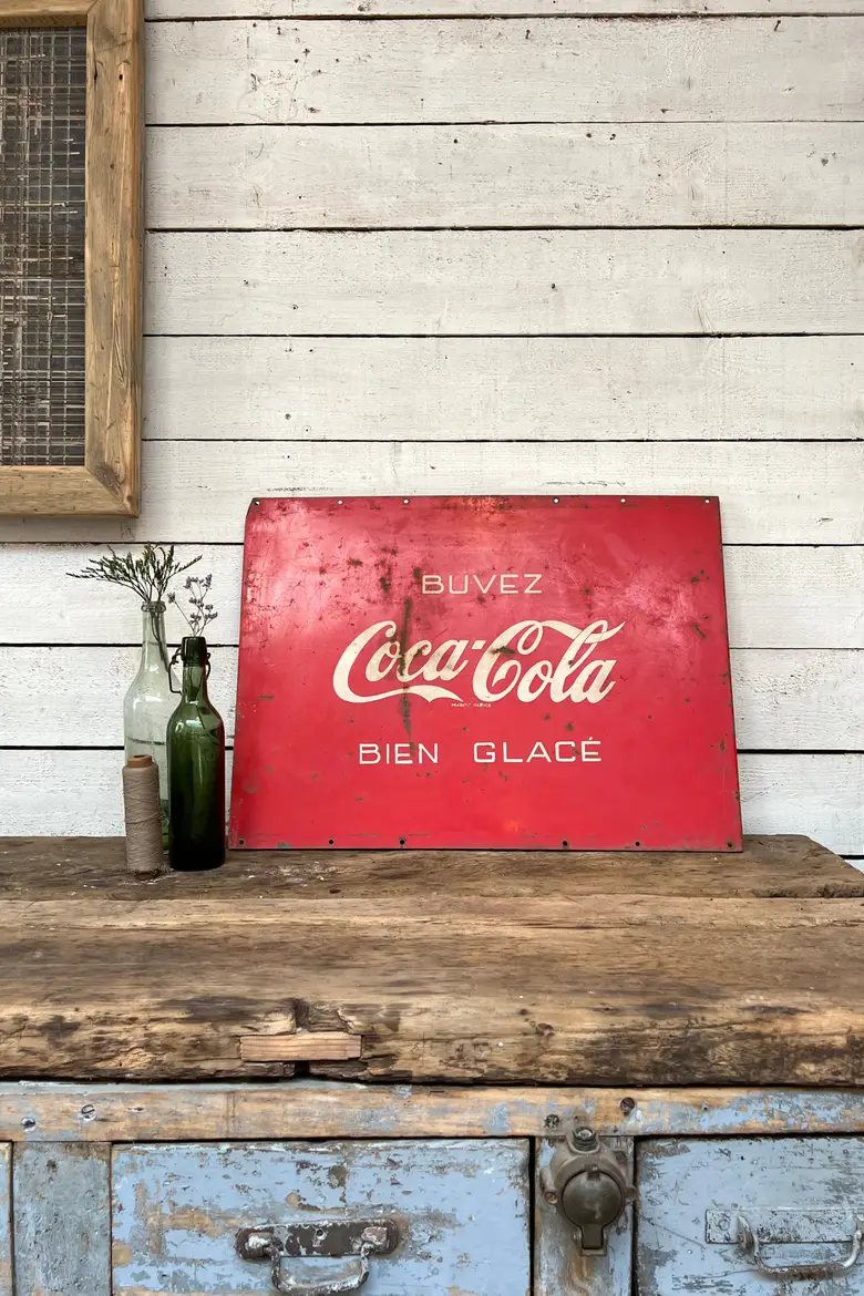 Plaque publicitaire vintage Coca-Cola Années 50