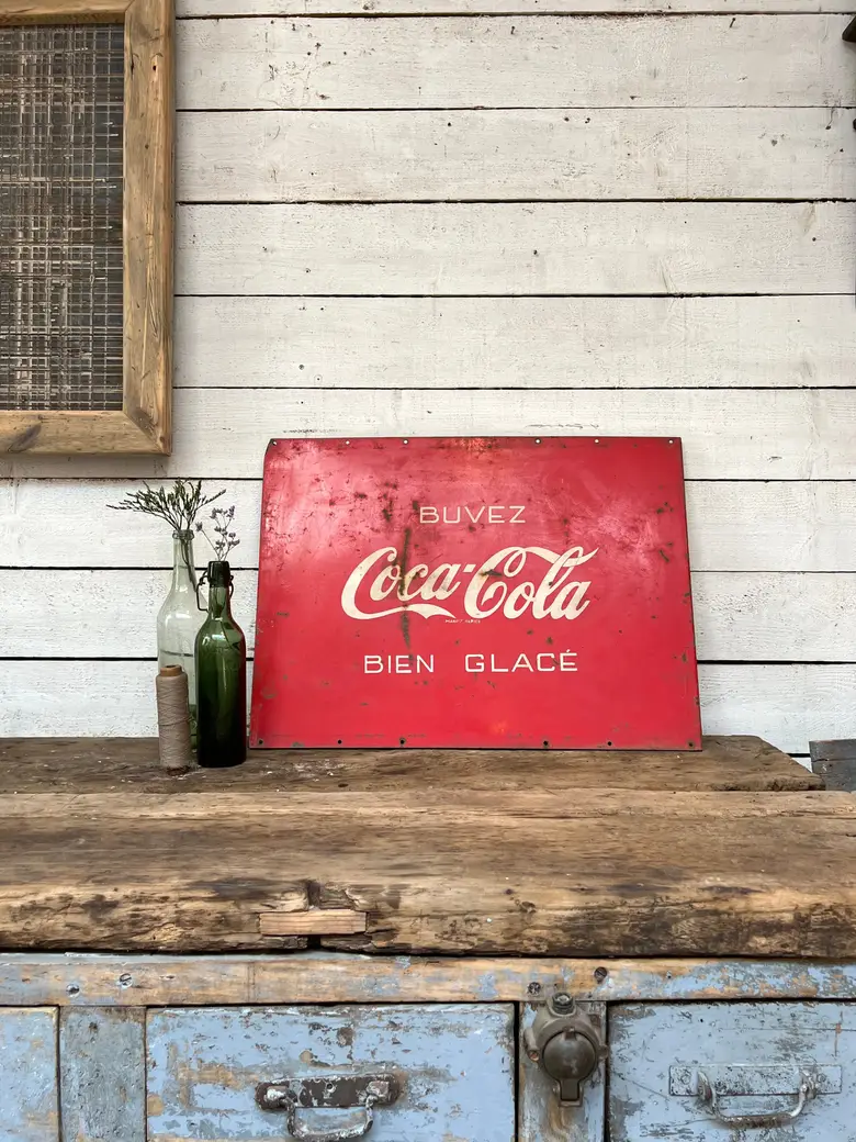 Plaque publicitaire vintage Coca-Cola Années 50