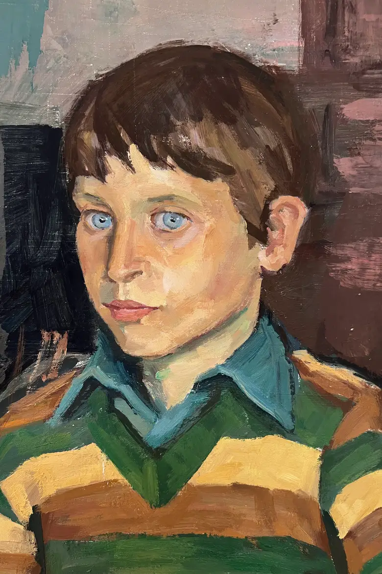 Portrait d’enfant des années 60 peint par Louis Peyré