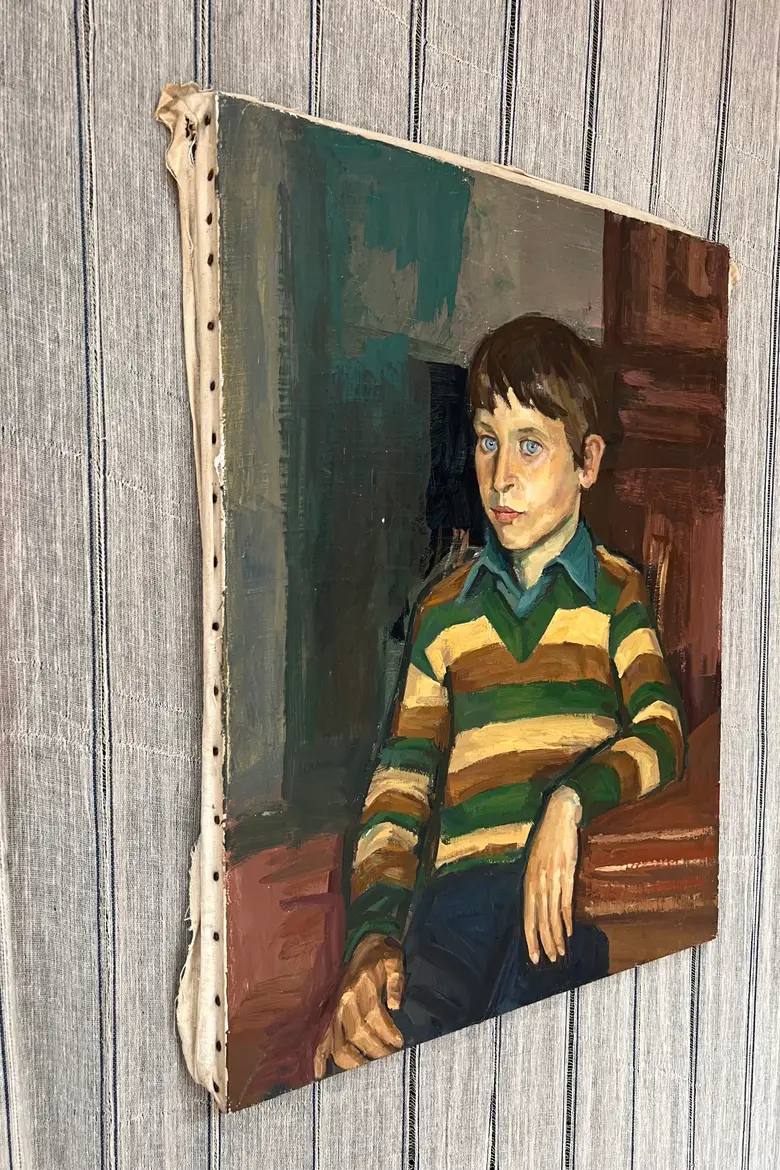 Portrait d’enfant des années 60 peint par Louis Peyré