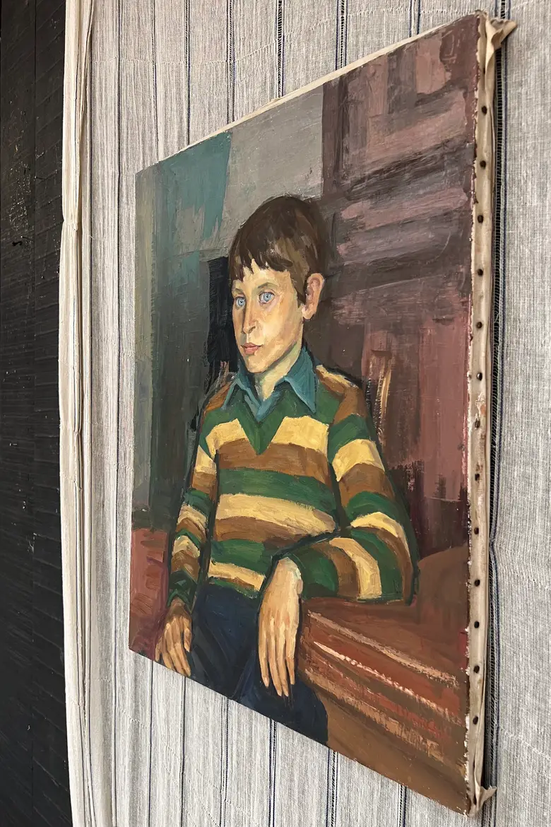 Portrait d’enfant des années 60 peint par Louis Peyré