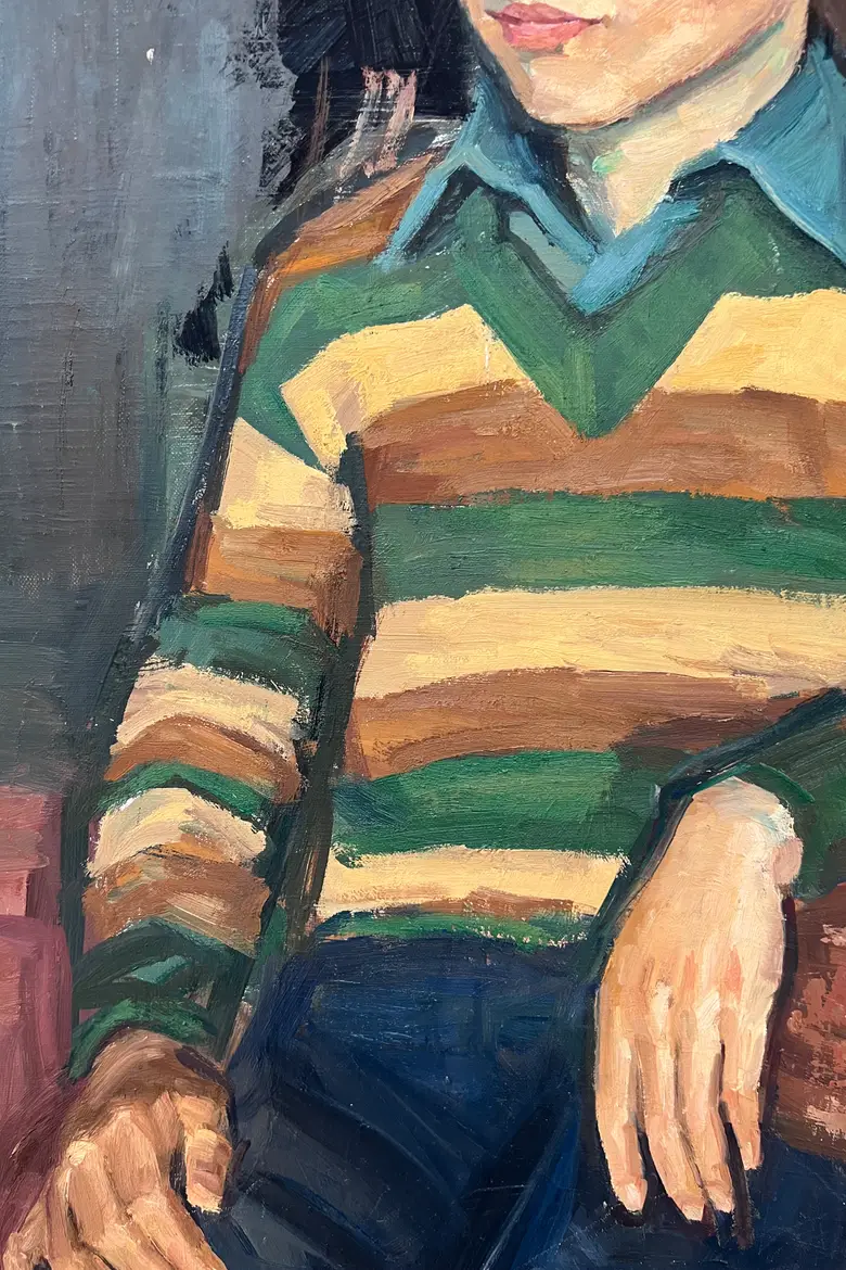 Portrait d’enfant des années 60 peint par Louis Peyré