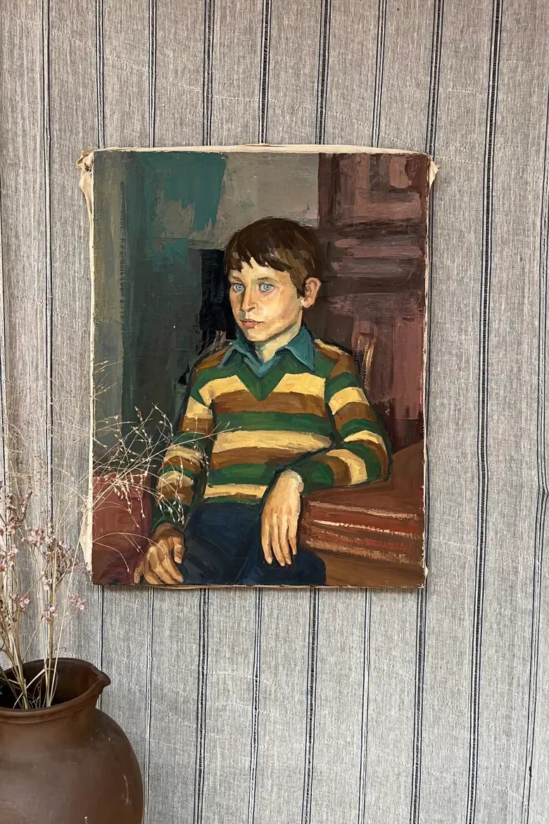 Portrait d’enfant des années 60 peint par Louis Peyré