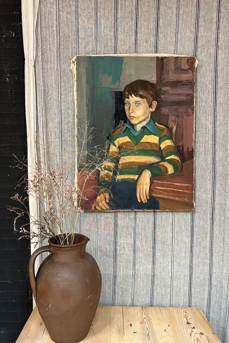 Portrait d’enfant des années 60 peint par Louis Peyré