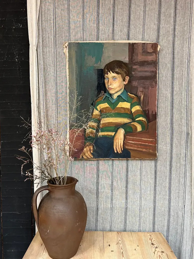 Portrait d’enfant des années 60 peint par Louis Peyré