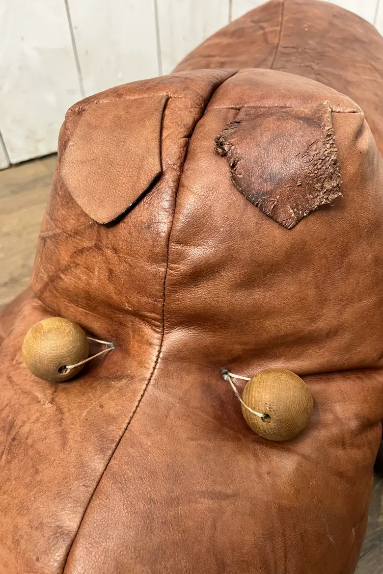 Pouf hippopotame en cuir – Années 50