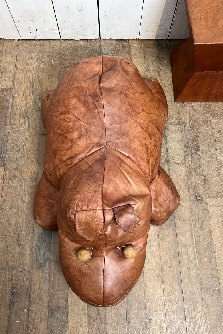 Pouf hippopotame en cuir – Années 50