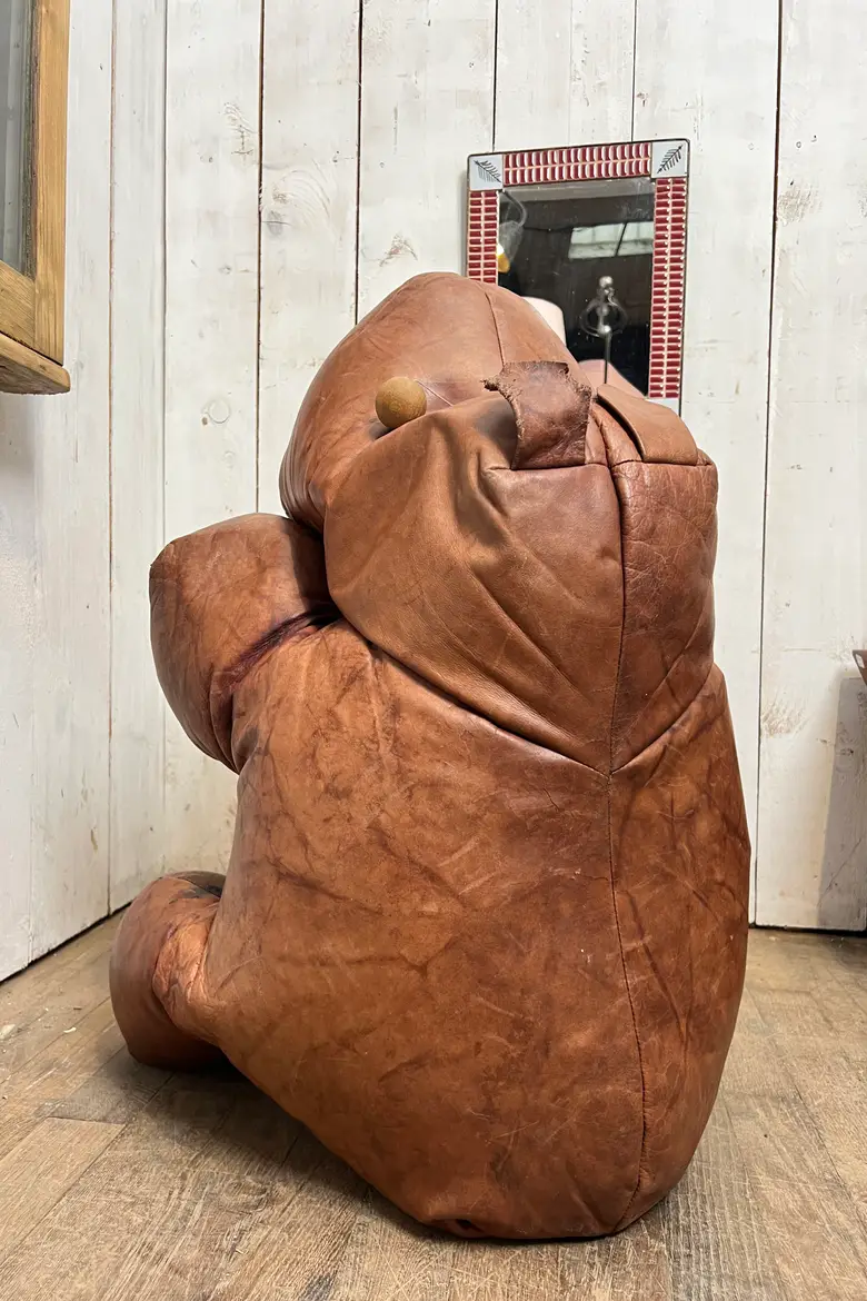Pouf hippopotame en cuir – Années 50