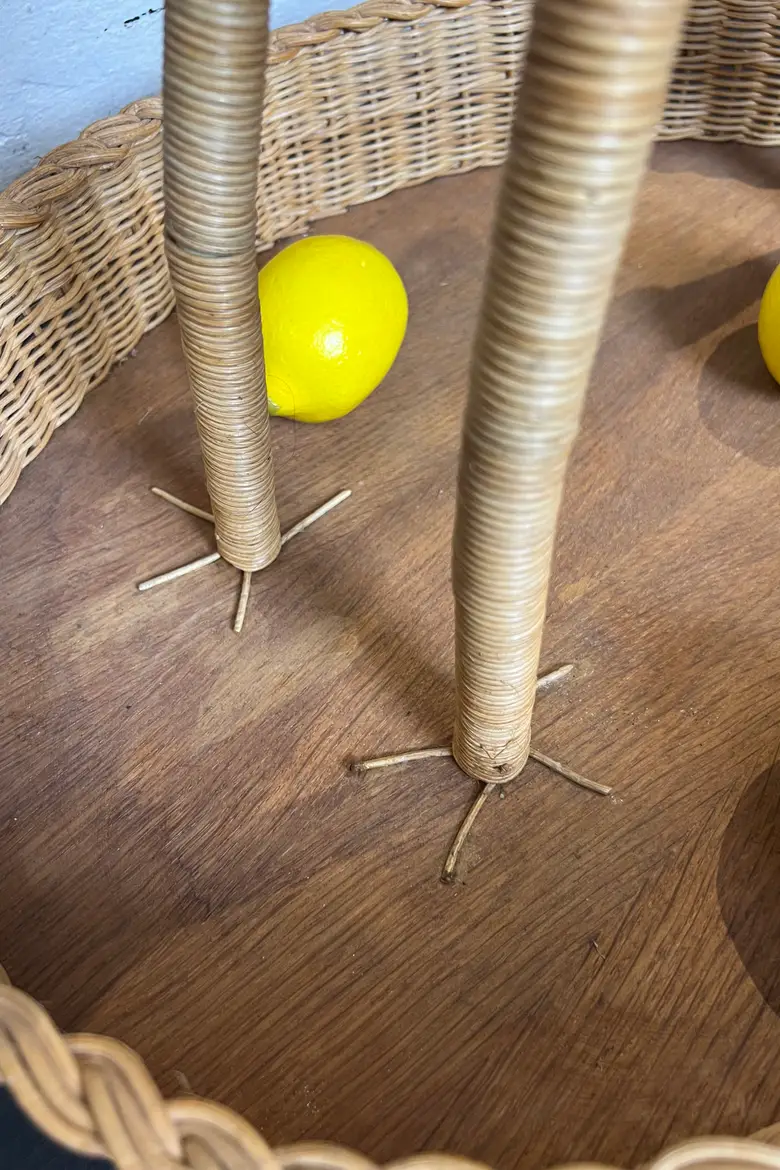 Rare corbeille à fruits en osier - Années 60