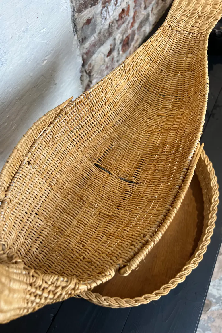 Rare corbeille à fruits en osier - Années 60
