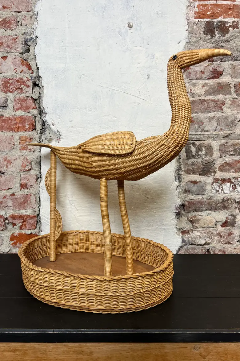 Rare corbeille à fruits en osier - Années 60