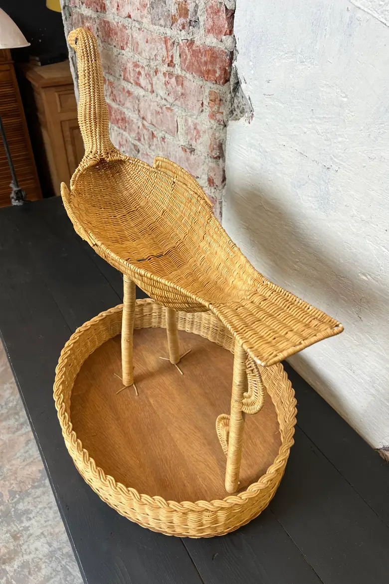 Rare corbeille à fruits en osier - Années 60