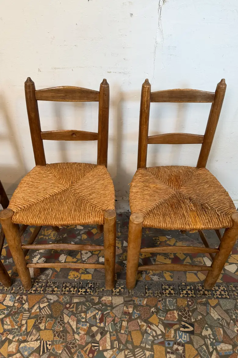 Série de 4 chaises paillées