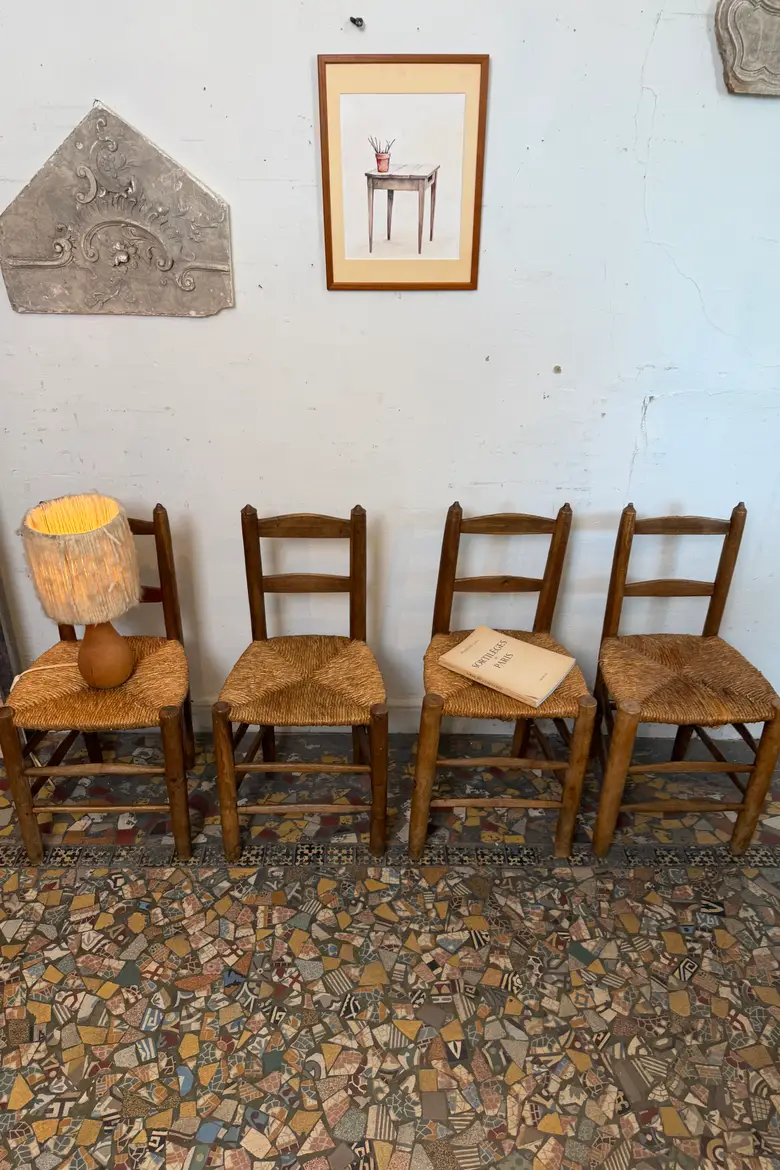 Série de 4 chaises paillées