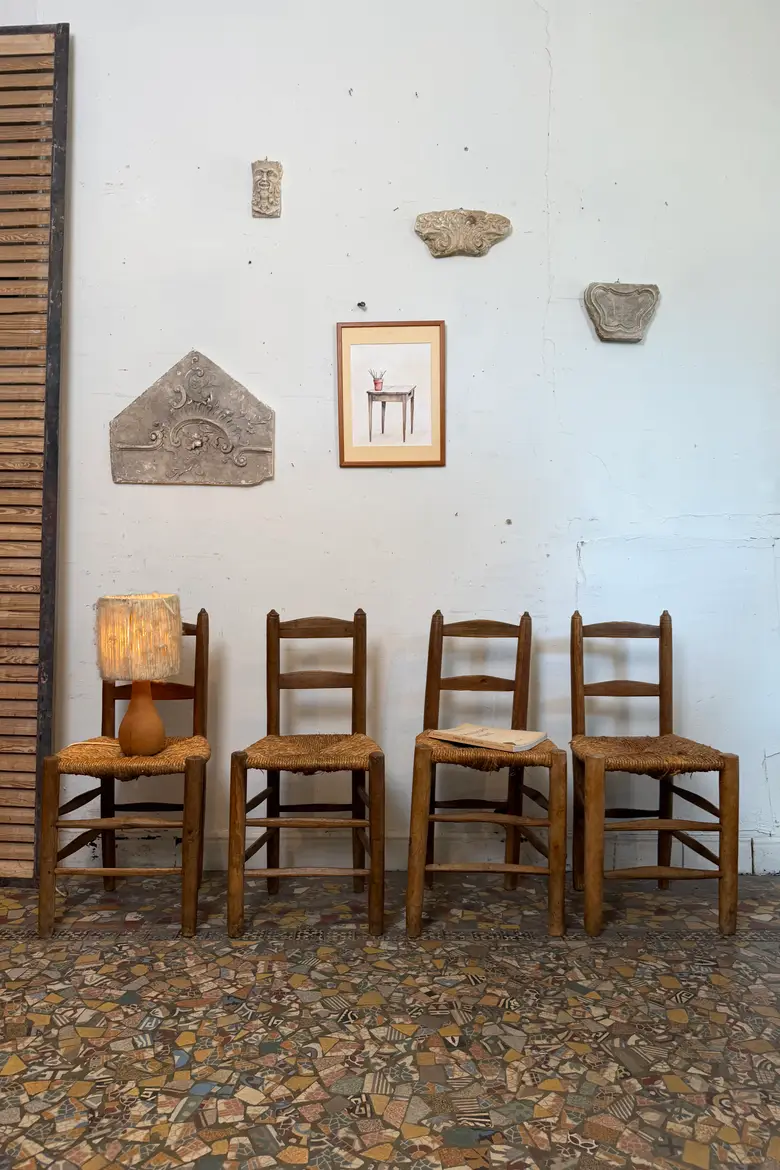 Série de 4 chaises paillées