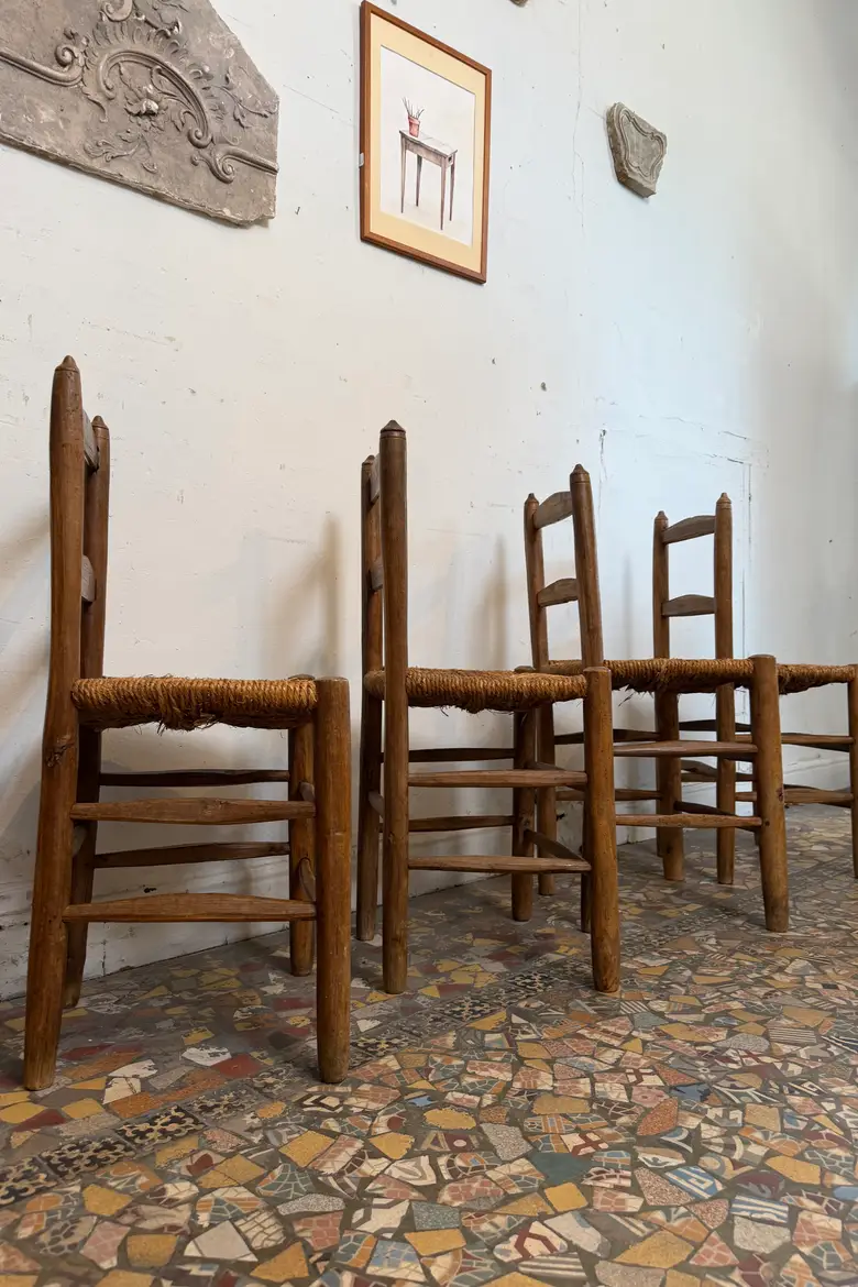 Série de 4 chaises paillées