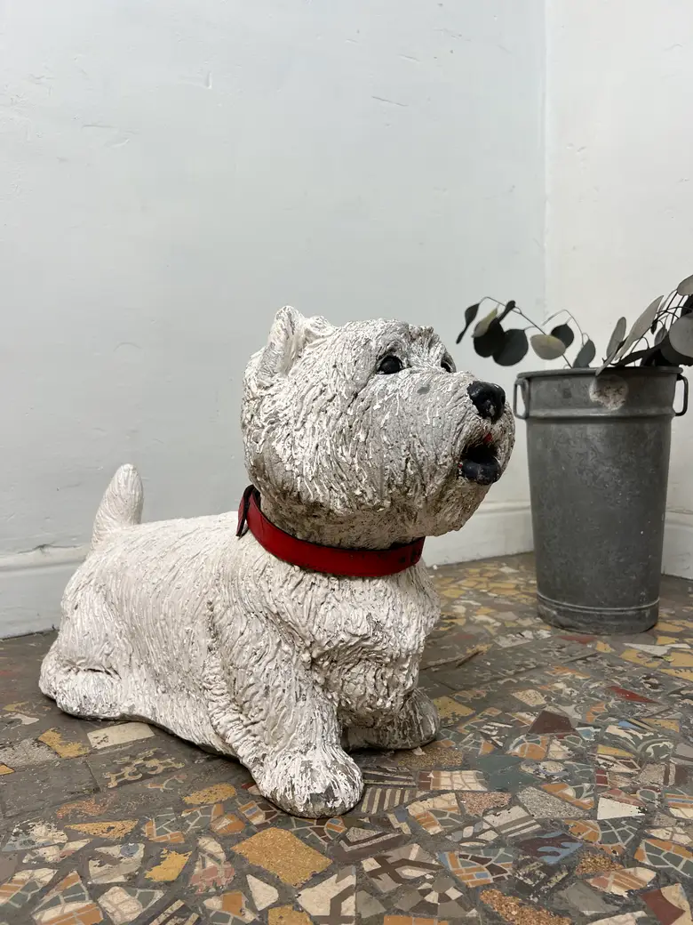 Statue en béton – Chien Westie – Années 80