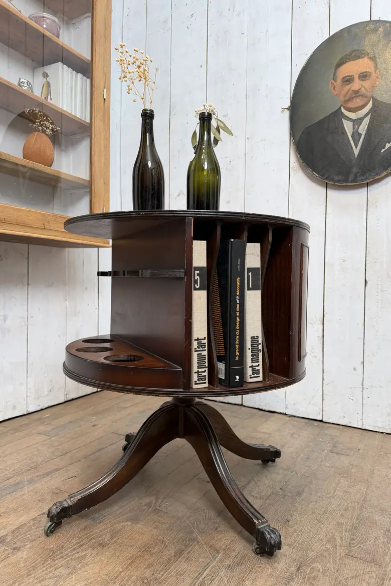 Table bar & bibliothèque tournante – fin XIXe / début XXe