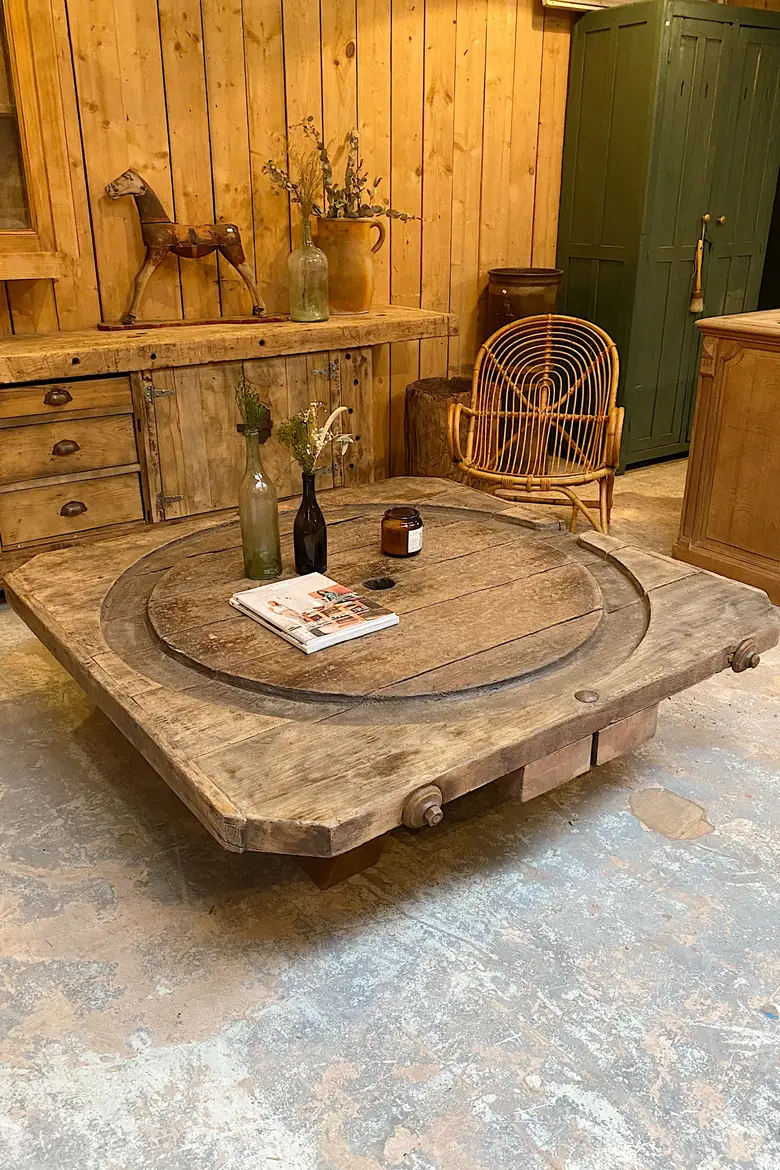 Table basse ancien pressoir à cidre XIXème