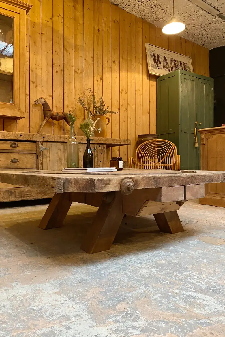 Table basse ancien pressoir à cidre XIXème