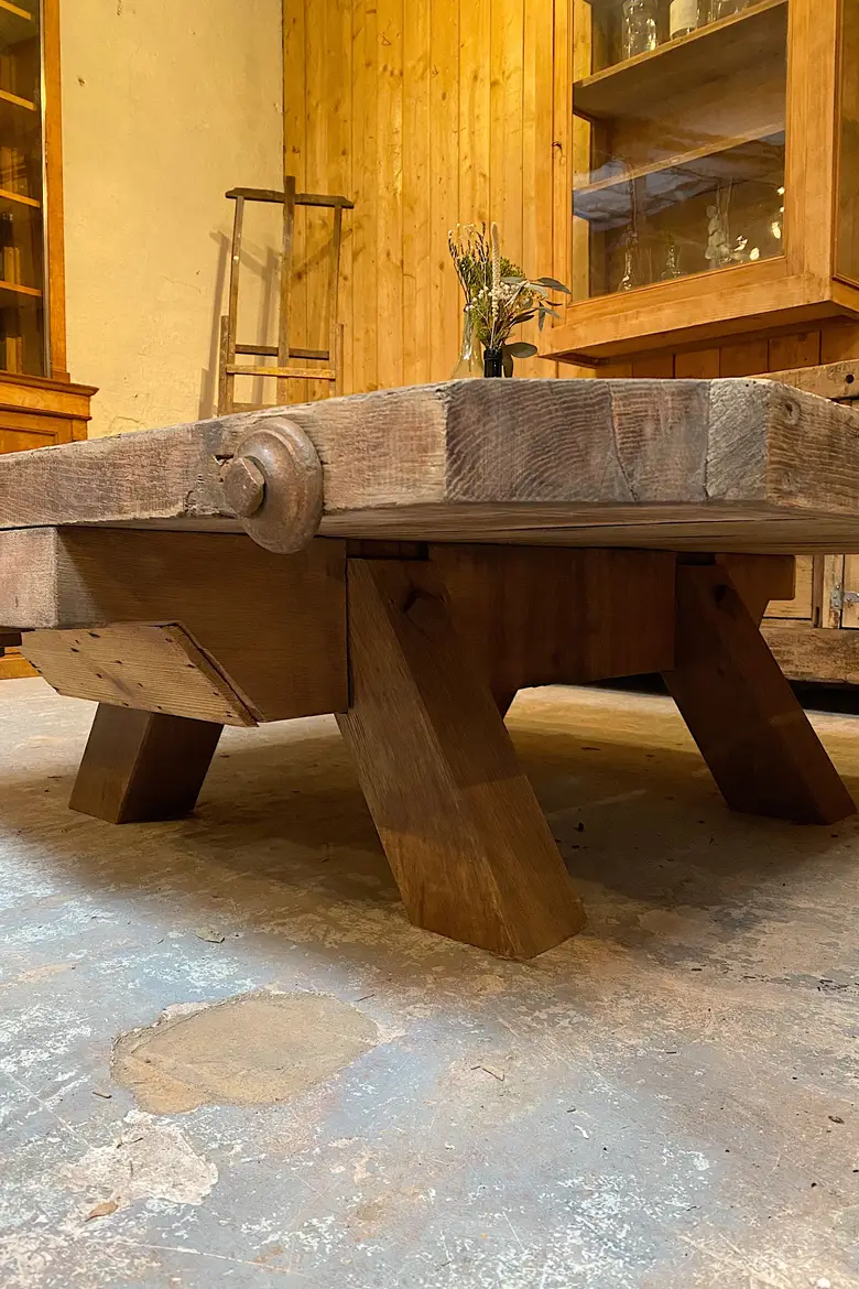 Table basse ancien pressoir à cidre XIXème