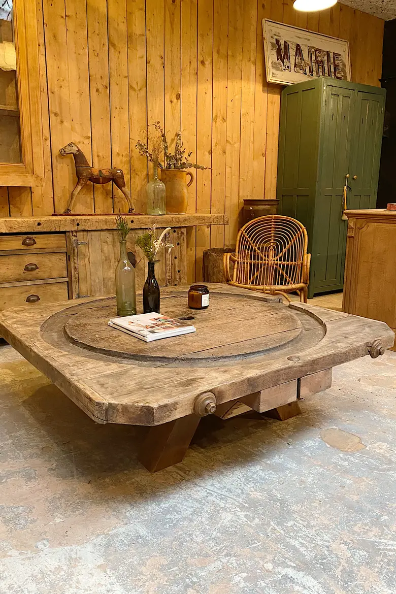 Table basse ancien pressoir à cidre XIXème