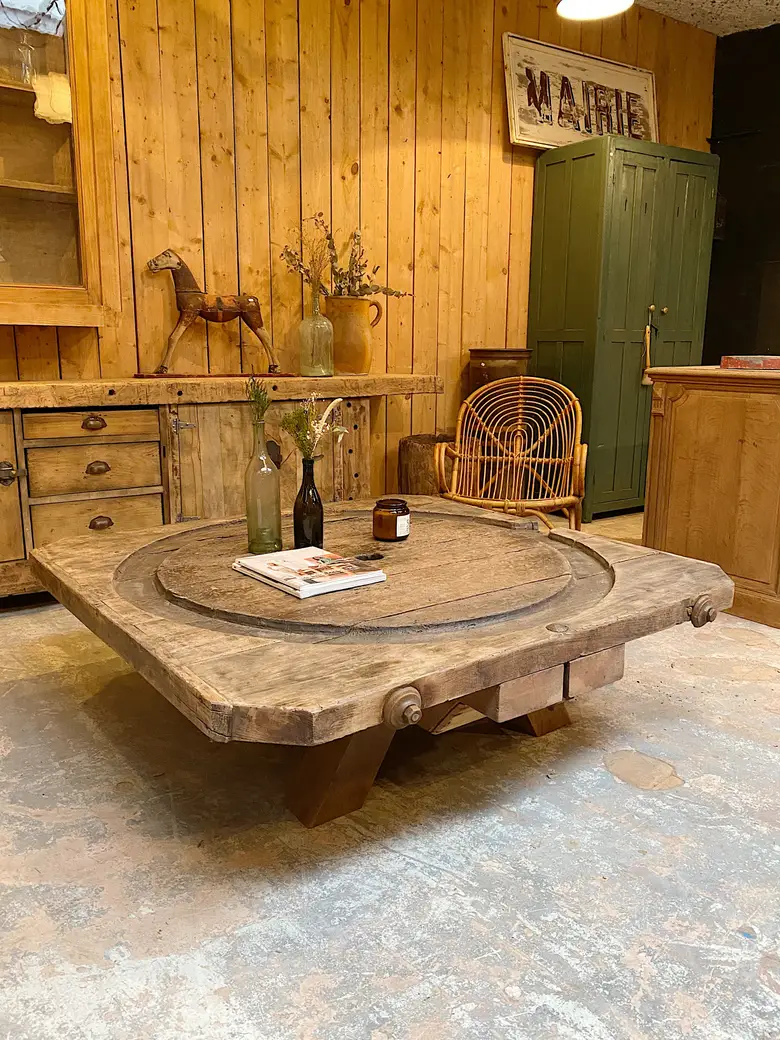 Table basse ancien pressoir à cidre XIXème