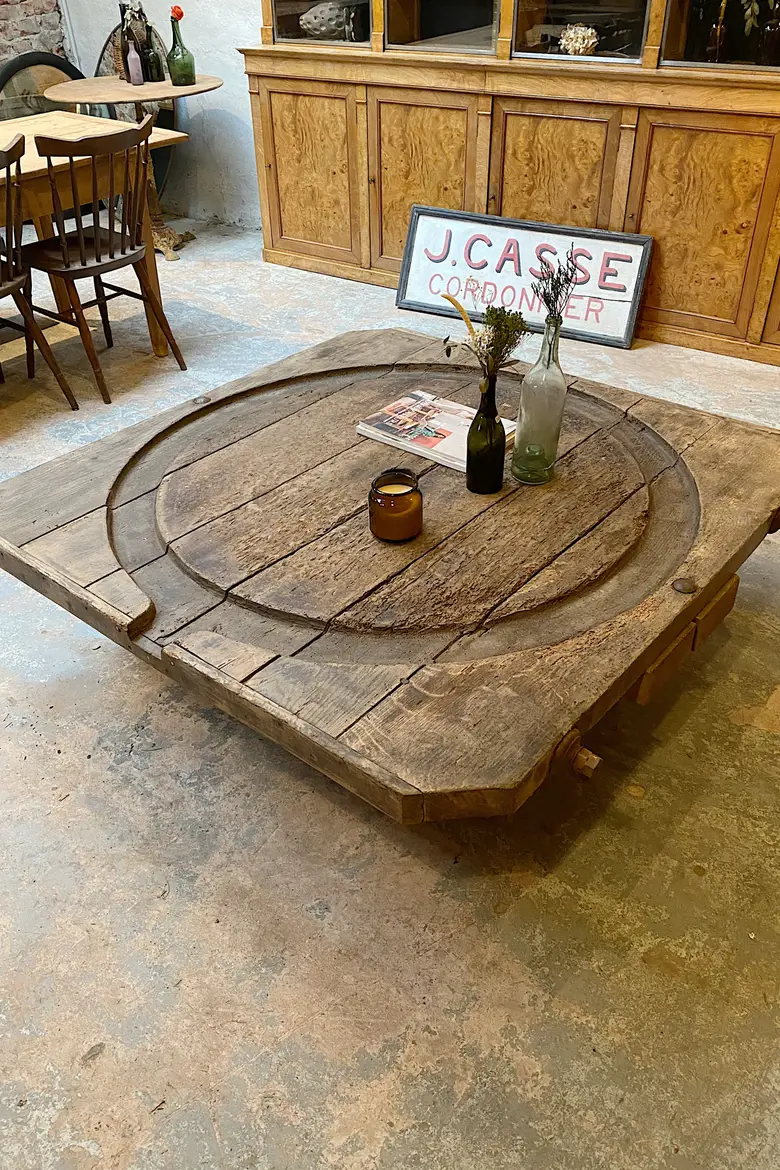Table basse ancien pressoir à cidre XIXème