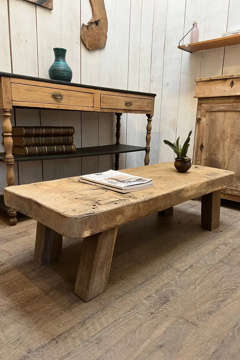 Table basse / console en chêne Début XXème