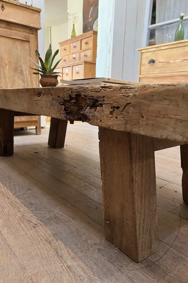 Table basse / console en chêne Début XXème