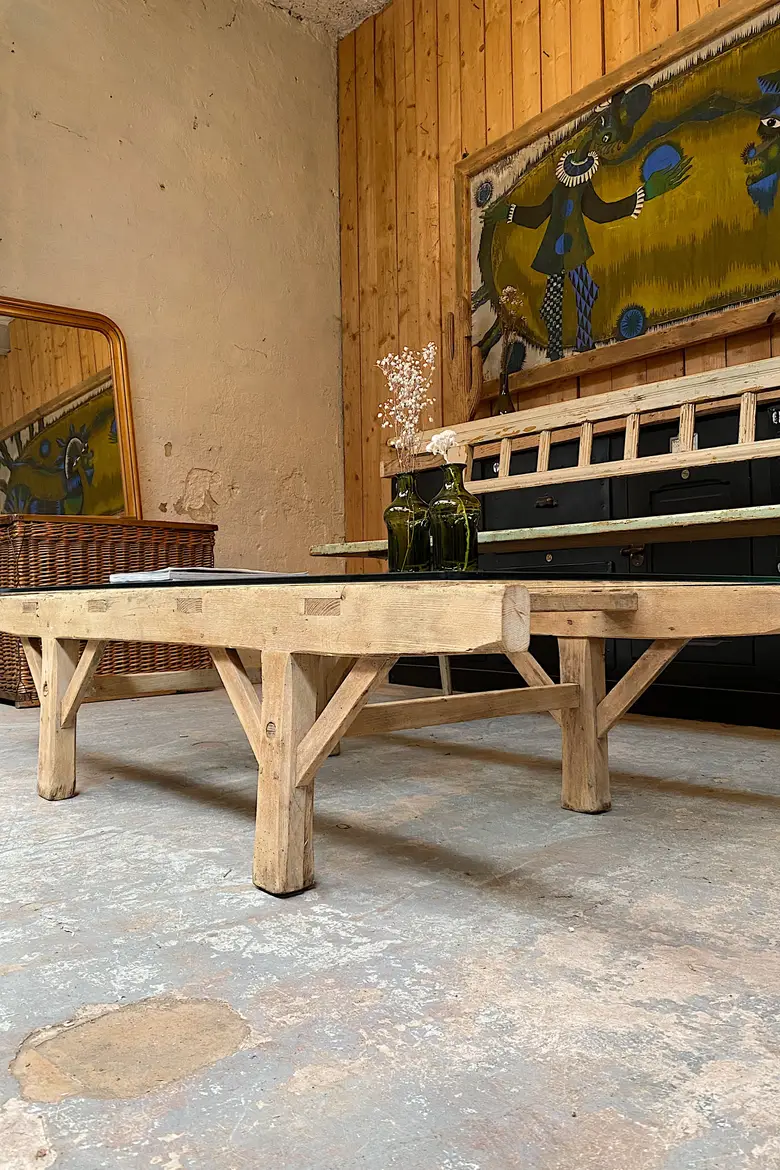 Table basse en bois et verre Début XXème