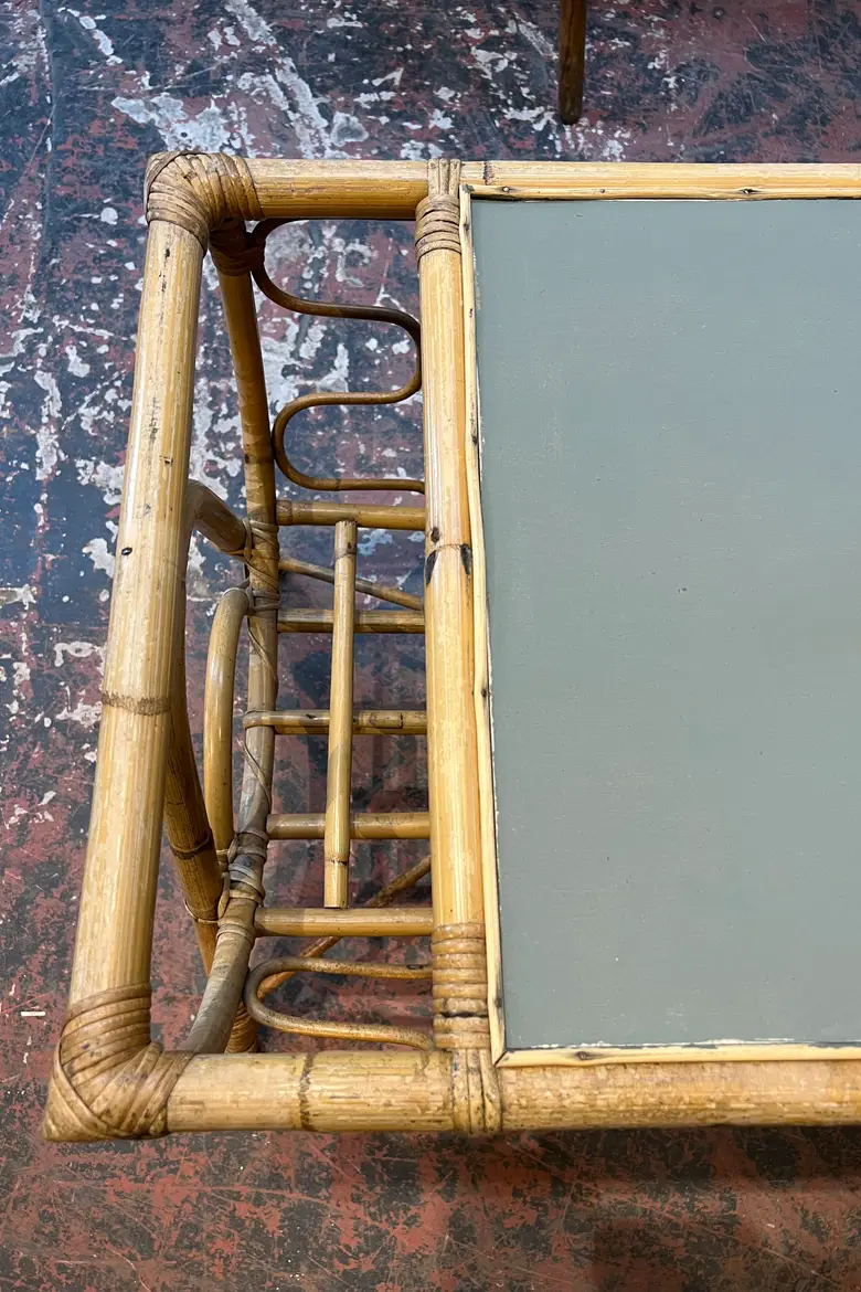 Table basse en rotin Années 60