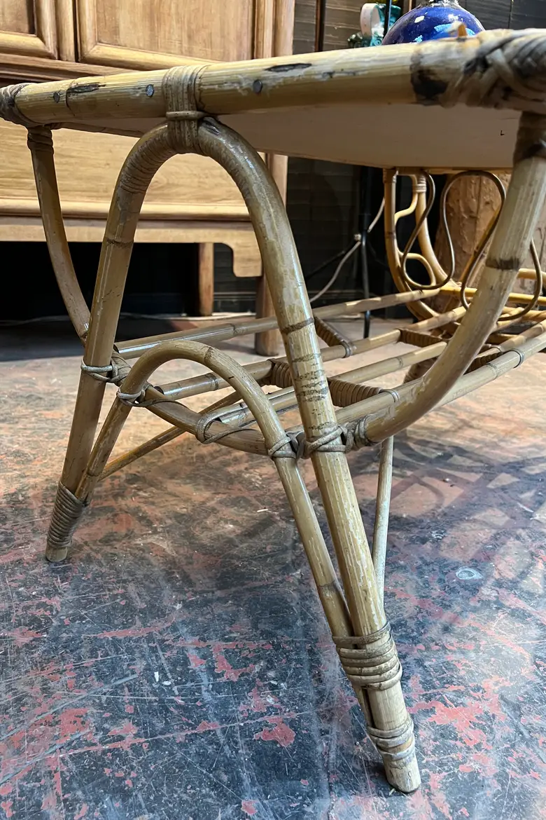 Table basse en rotin Années 60