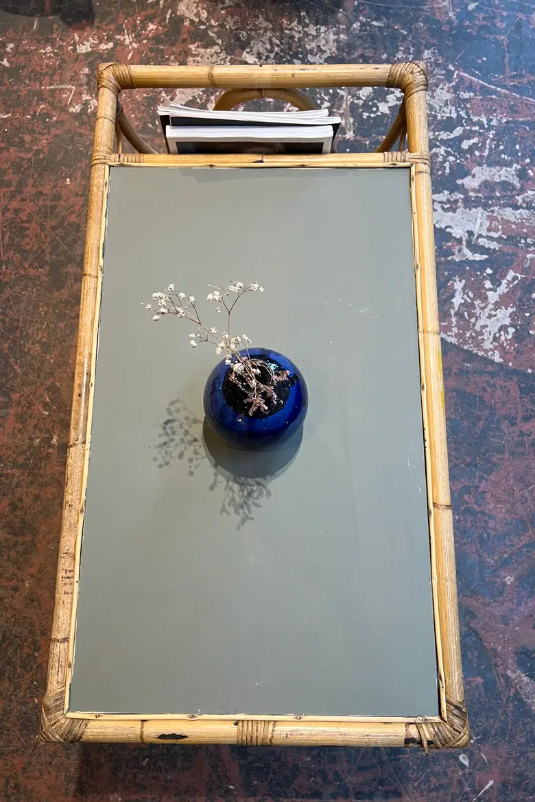 Table basse en rotin Années 60