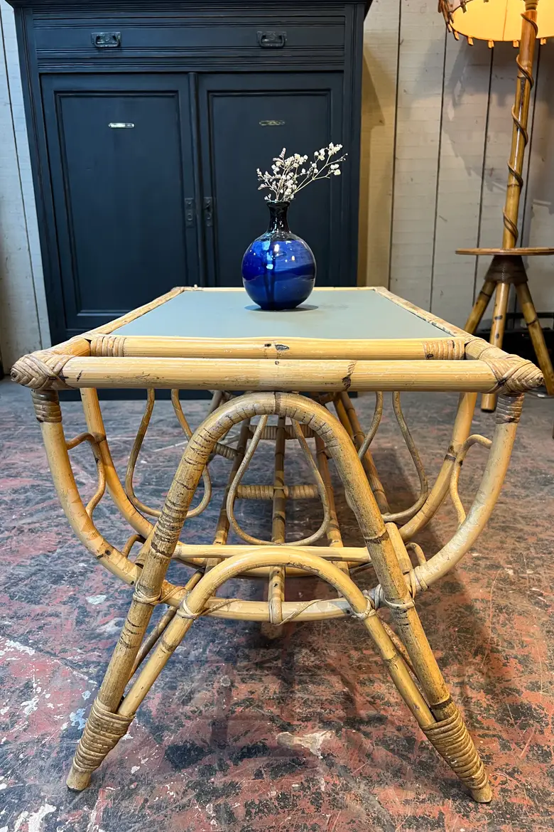 Table basse en rotin Années 60